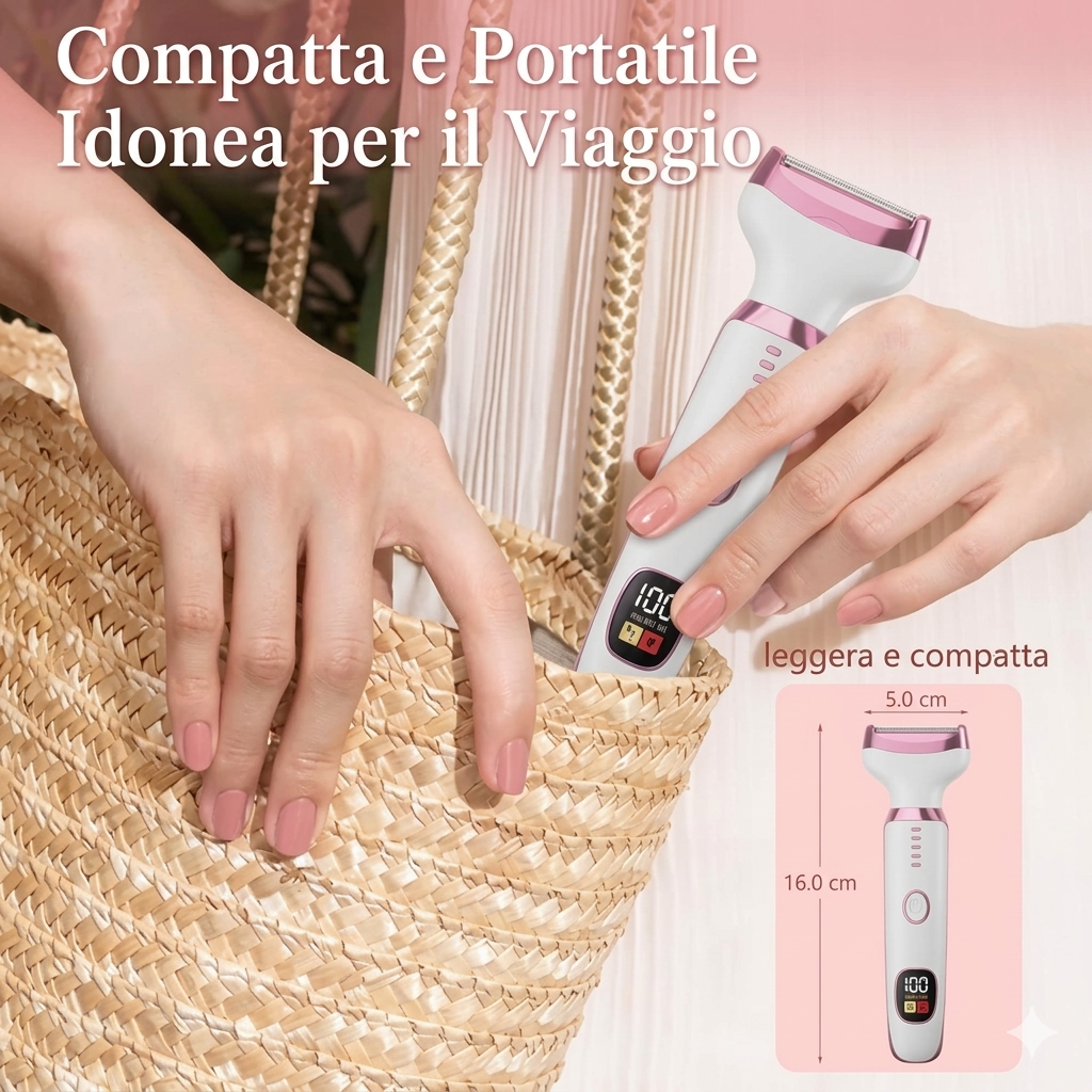 BEST EVER Rasoio elettrico 5 in 1 da donna, ricaricabile, senza fili, per braccia, gambe, corpo, viso e naso. Novità 2026🩷