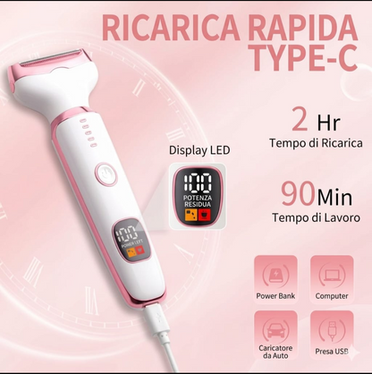 BEST EVER Rasoio elettrico 5 in 1 da donna, ricaricabile, senza fili, per braccia, gambe, corpo, viso e naso. Novità 2026🩷