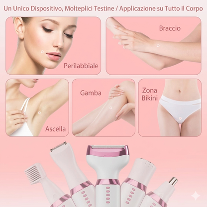 BEST EVER Rasoio elettrico 5 in 1 da donna, ricaricabile, senza fili, per braccia, gambe, corpo, viso e naso. Novità 2026🩷